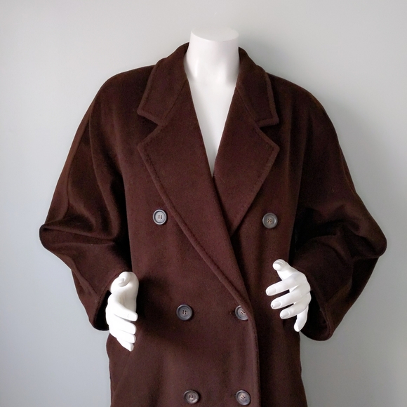 ⛔ SOLD ⛔ Vtg Chocolate Brown MaxMara Icon Wool Maxi Coat 8 - Picture 2 of 8
